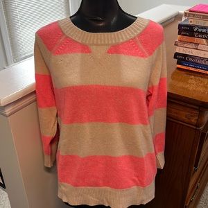 J CREW pink and Cream Cashmere Sweater